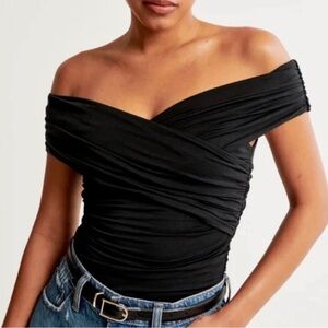 Abercrombie & Fitch Black Off Shoulder Body Suit Size Small